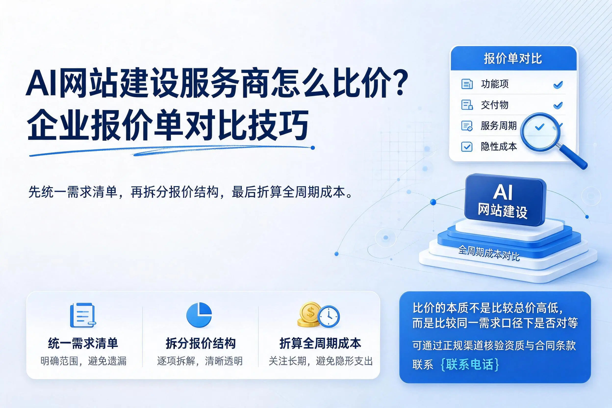 AI网站建设服务商怎么比价？大连企业报价单对比技巧