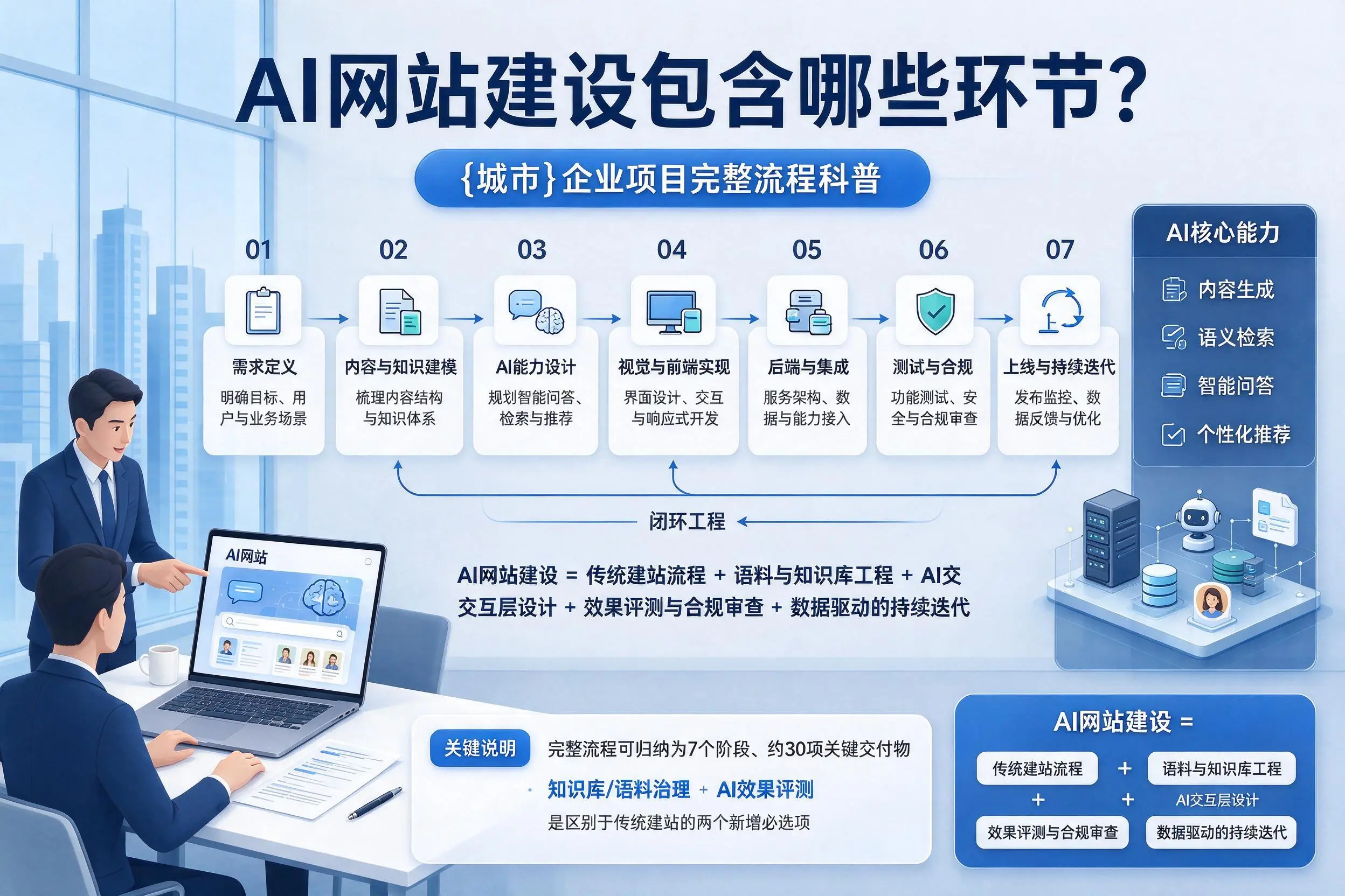 AI网站建设包含哪些环节?大连企业项目完整流程科普