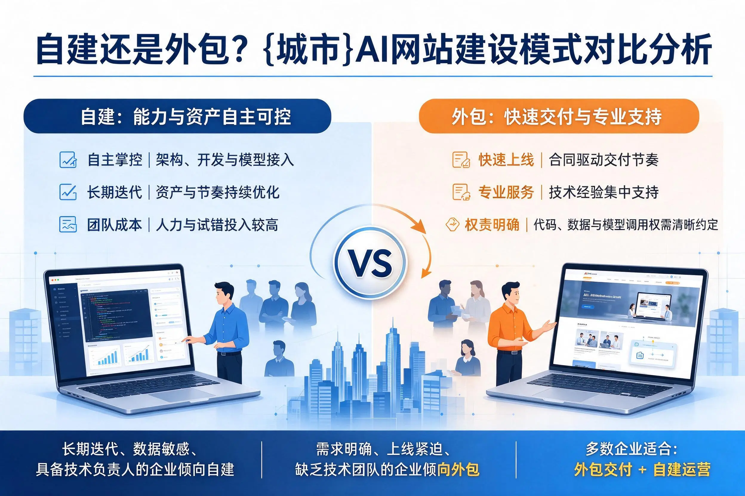自建还是外包?大连AI网站建设模式对比分析